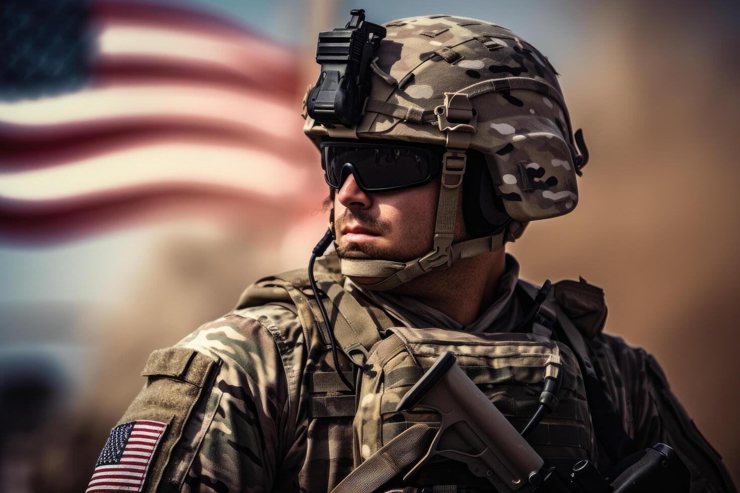 United States military service members saluting the American flag in honor and gratitude